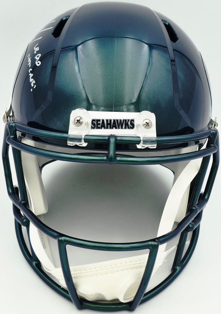 Mike Macdonald Signed Seahawks Rivalries Full Size Helmet "We Did Not Care"
