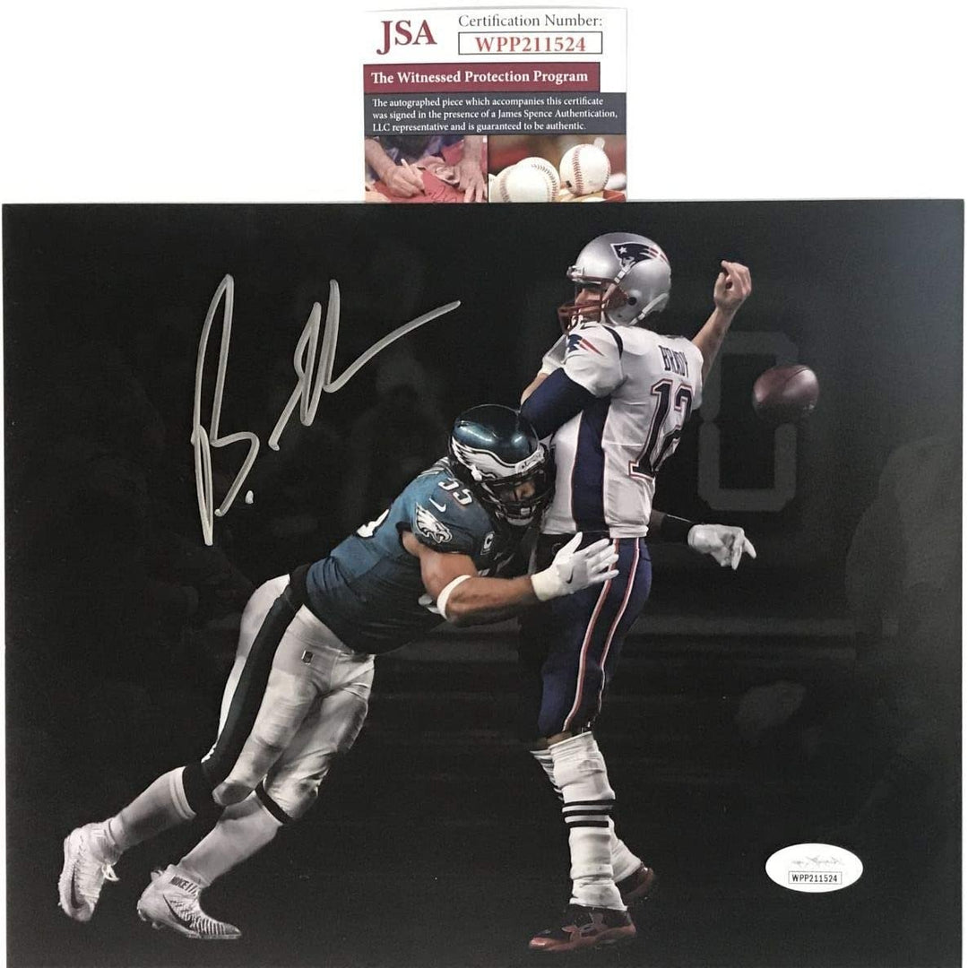 Autographed/Signed Brandon Graham Spotlight Sack Brady 8x10 Photo JSA COA