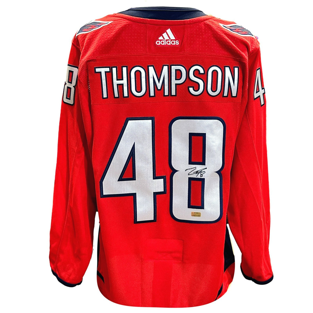 Logan Thompson Autographed Washington Capitals Jersey COA Inscriptagraphs Signed