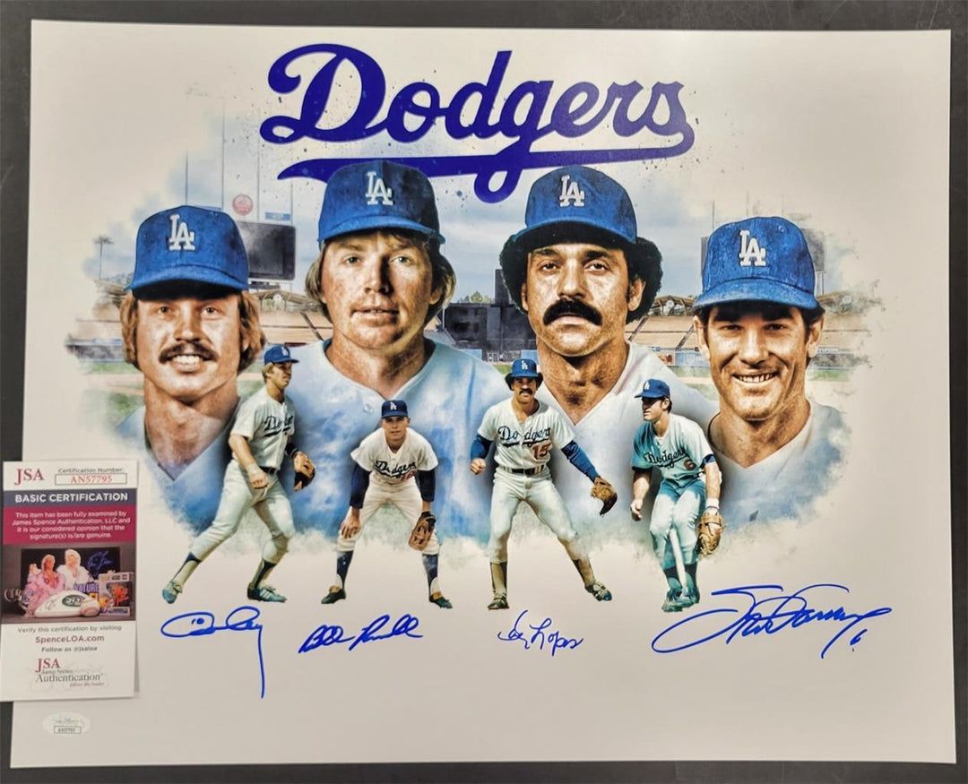 Dodgers Infield signed 16x20 Photo #2 Russell Garvey Cey Lopes autograph JSA