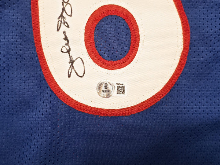 Philadelphia 76ers Julius "Dr. J" Erving Signed Blue Jersey Beckett Witness