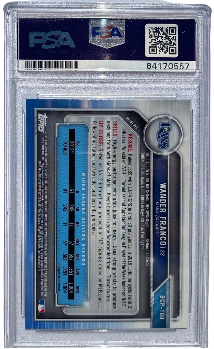 Wander Franco Signed 2019 1st Bowman Chrome BCP-100 PSA/DNA Auto