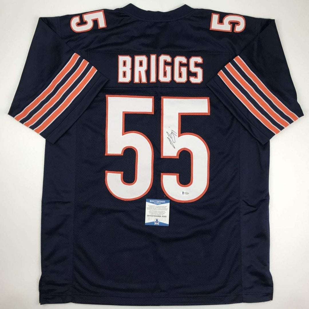 Autographed/Signed Lance Briggs Chicago Blue Jersey Beckett BAS COA