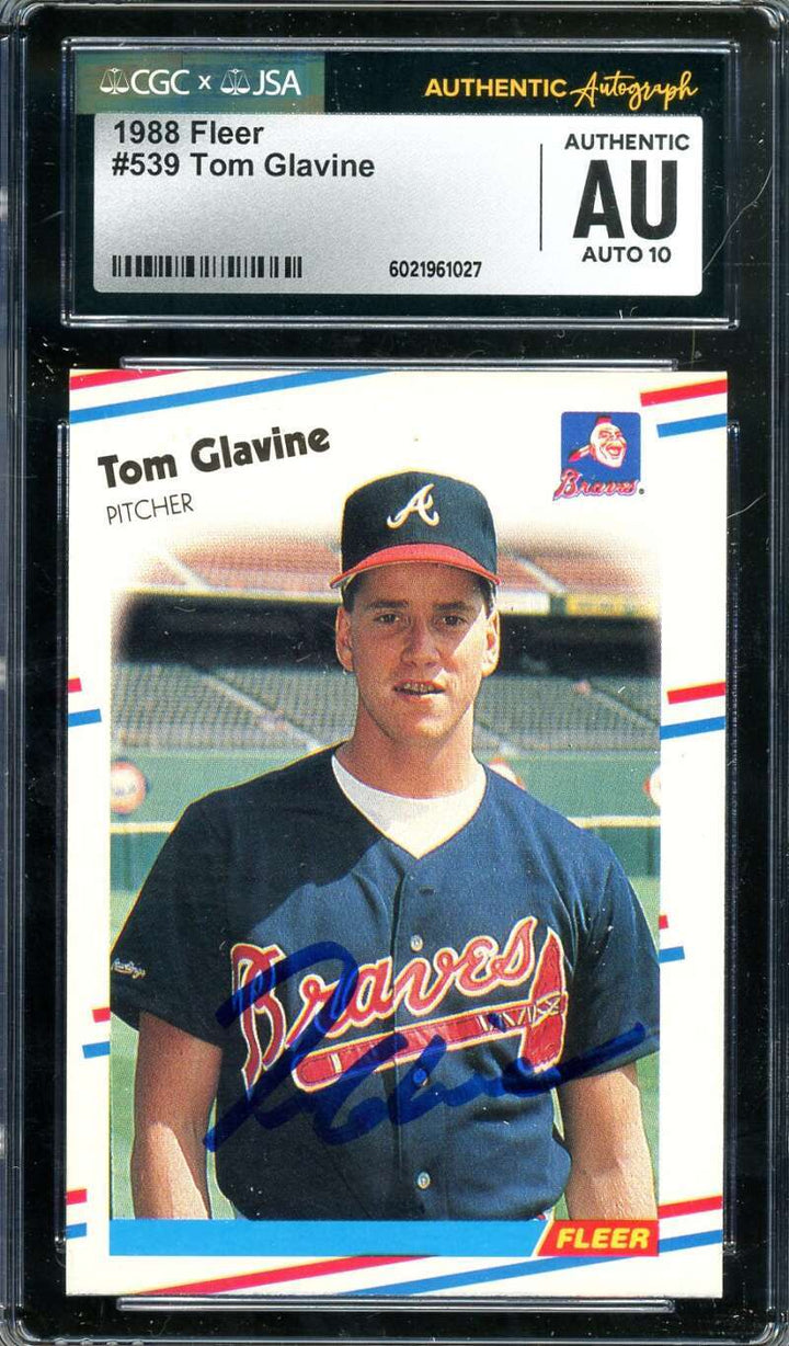 Tom Glavine Gem Mint 10 JSA CGC Coa Signed 1988 Fleer Rookie Autograph