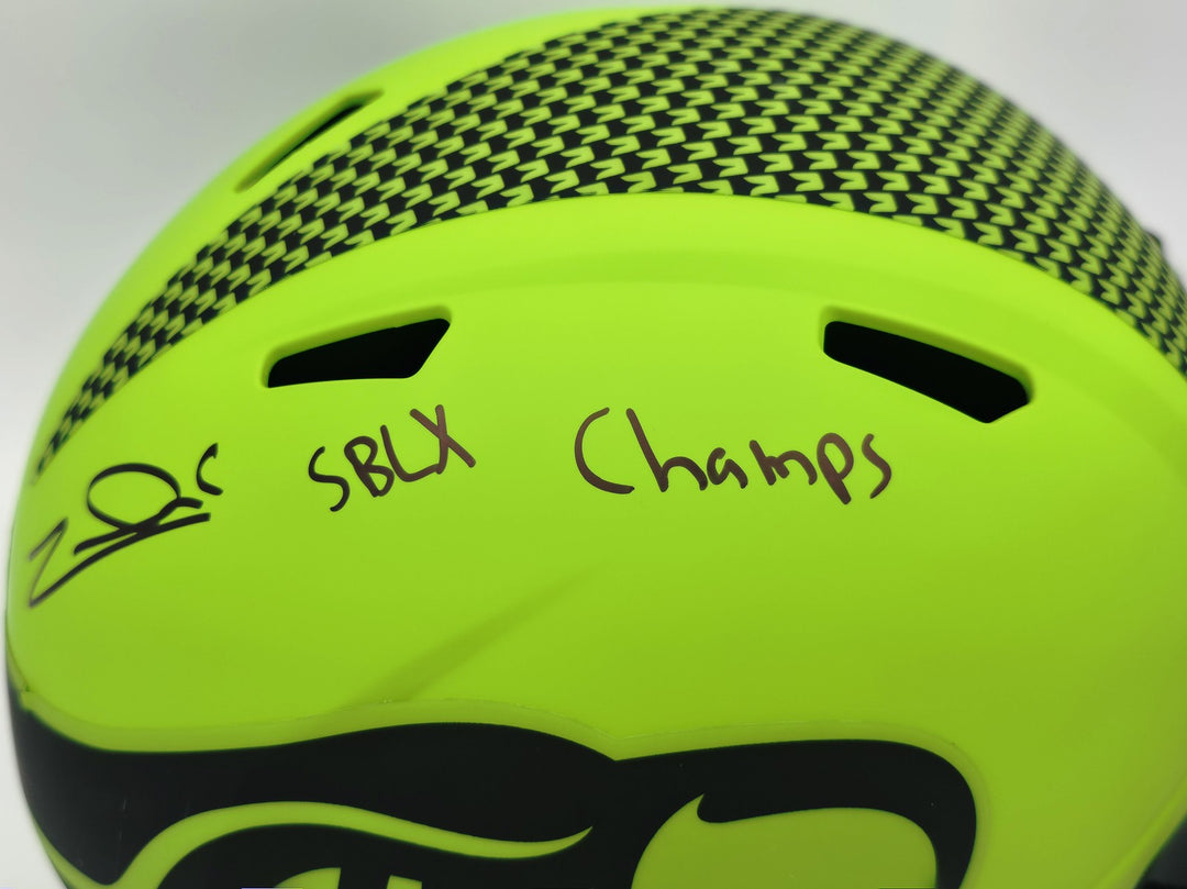 Zach Charbonnet Signed Seahawks Rave Green Full Size Speed Replica Helmet MCS