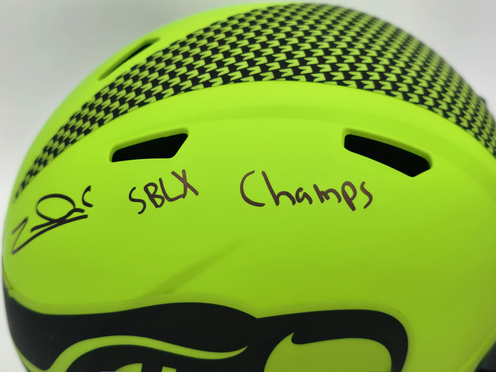 Zach Charbonnet Signed Seahawks Rave Green Full Size Speed Replica Helmet MCS