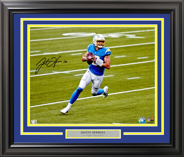 Justin Herbert Signed Framed 16x20 Photo Los Angeles Chargers Fanatics Holo