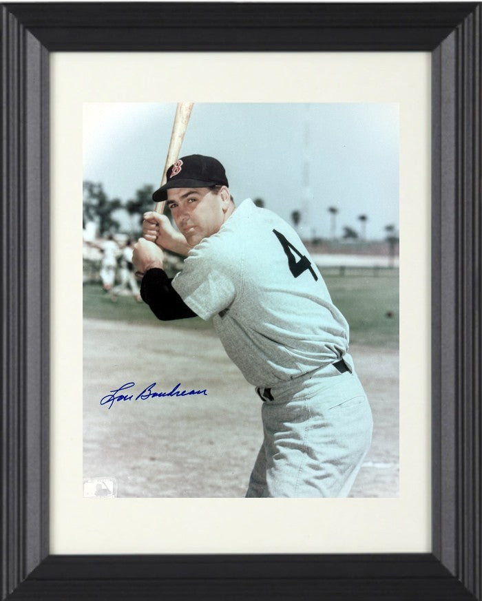 Lou Boudreau signed Boston Red Sox MLB 8x10 Photo minor dings Framed - COA (HOF)