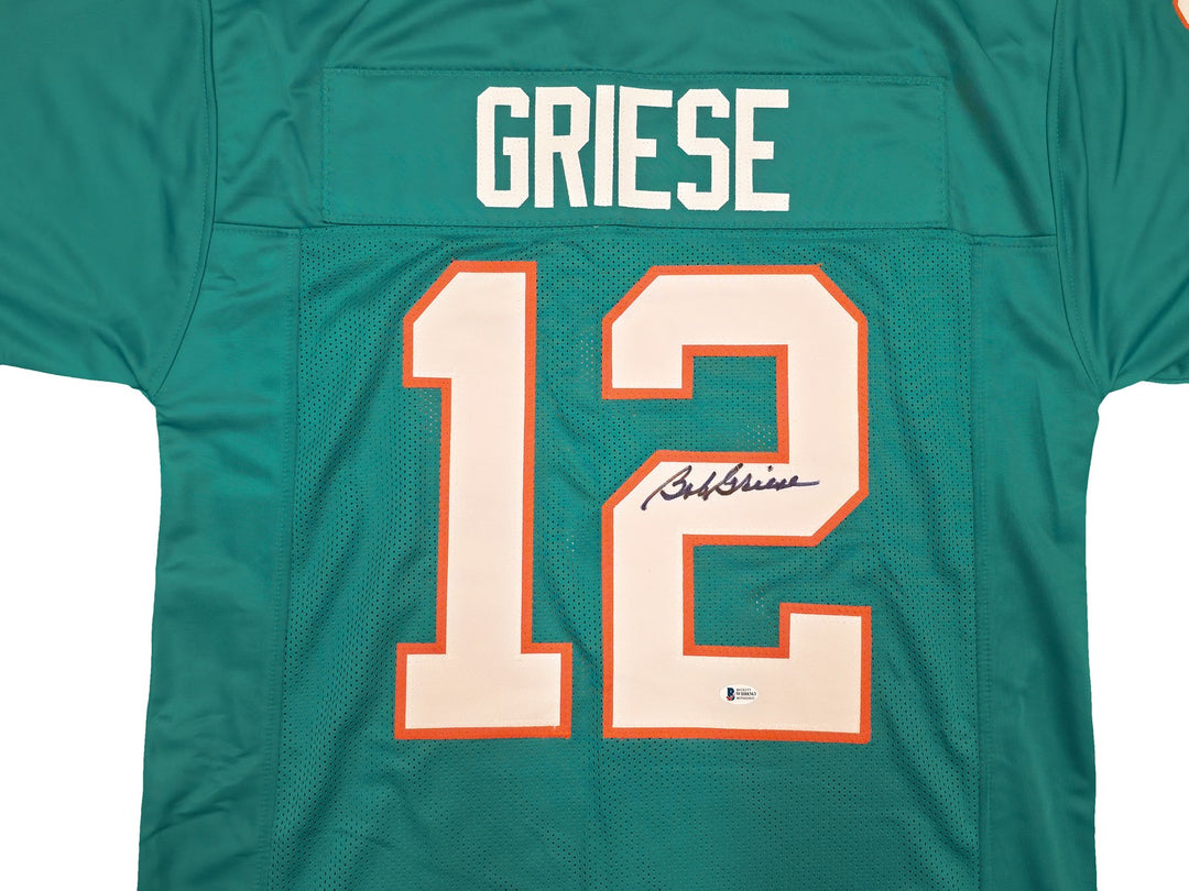 Miami Dolphins Bob Griese Signed Teal Jersey Beckett Witness