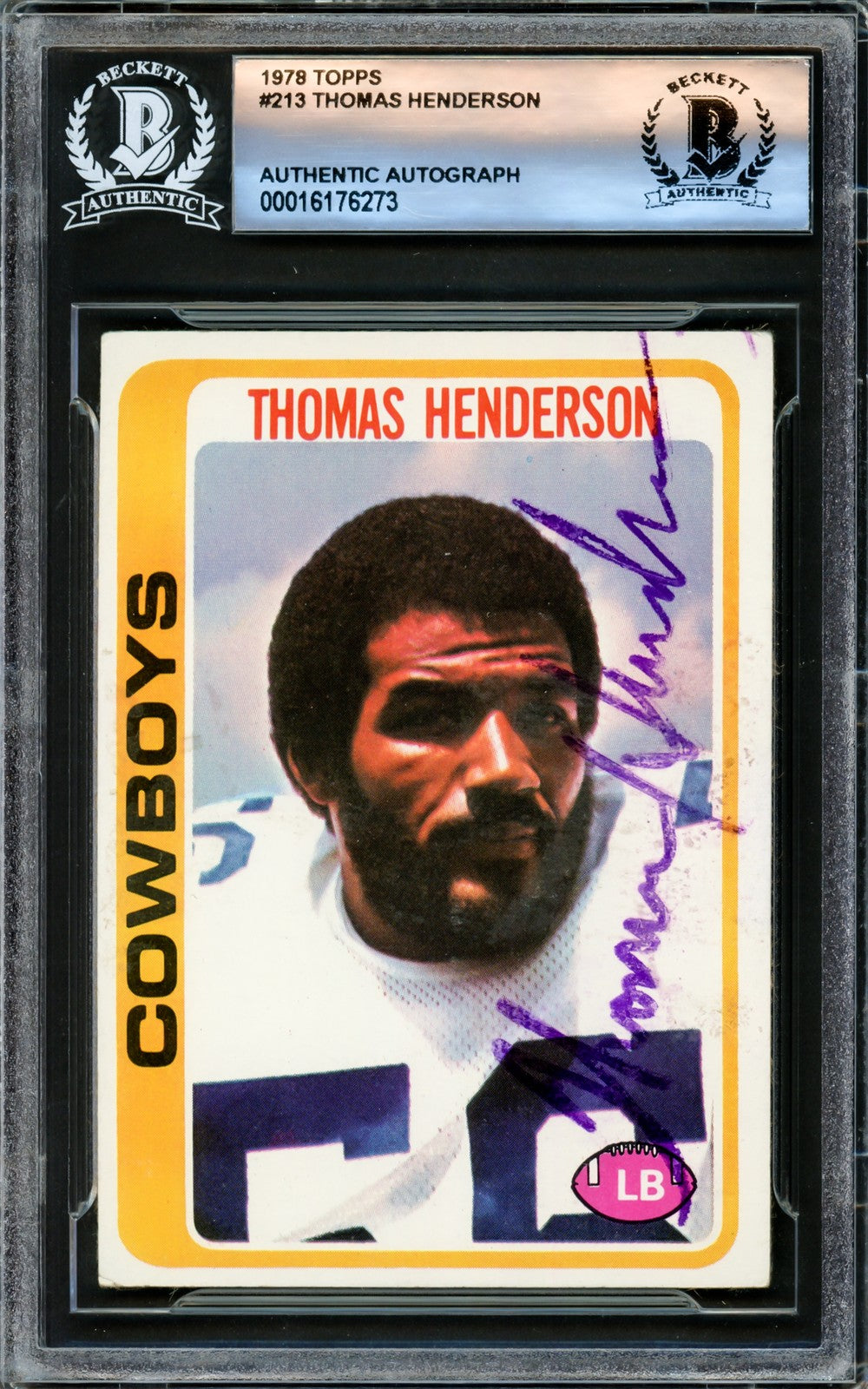 Thomas "Hollywood" Henderson Signed 1978 Topps RC #213 Dallas Cowboys Beckett
