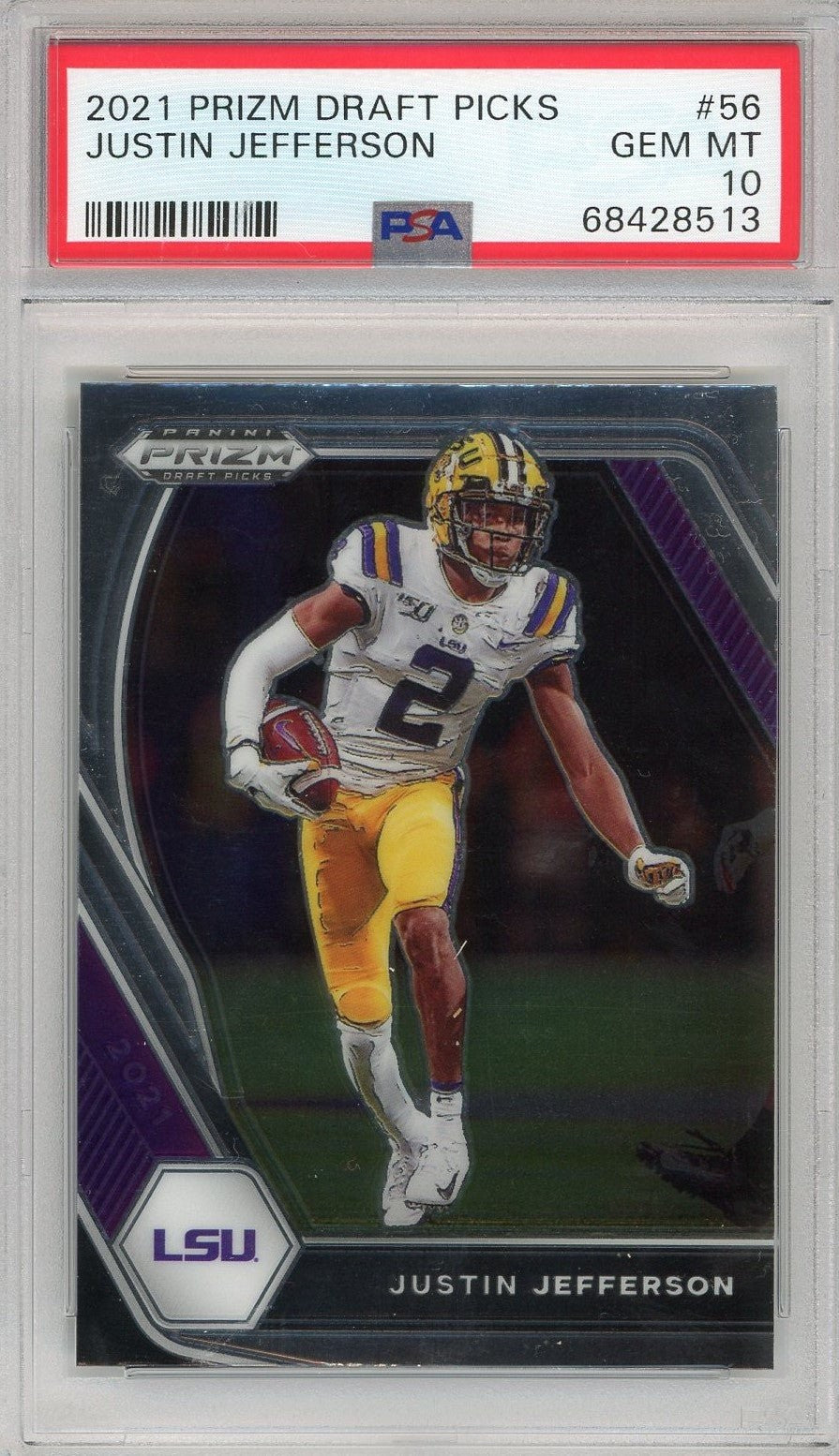 Graded 2021 Prizm Draft Picks Justin Jefferson #56 Rookie Card PSA 10