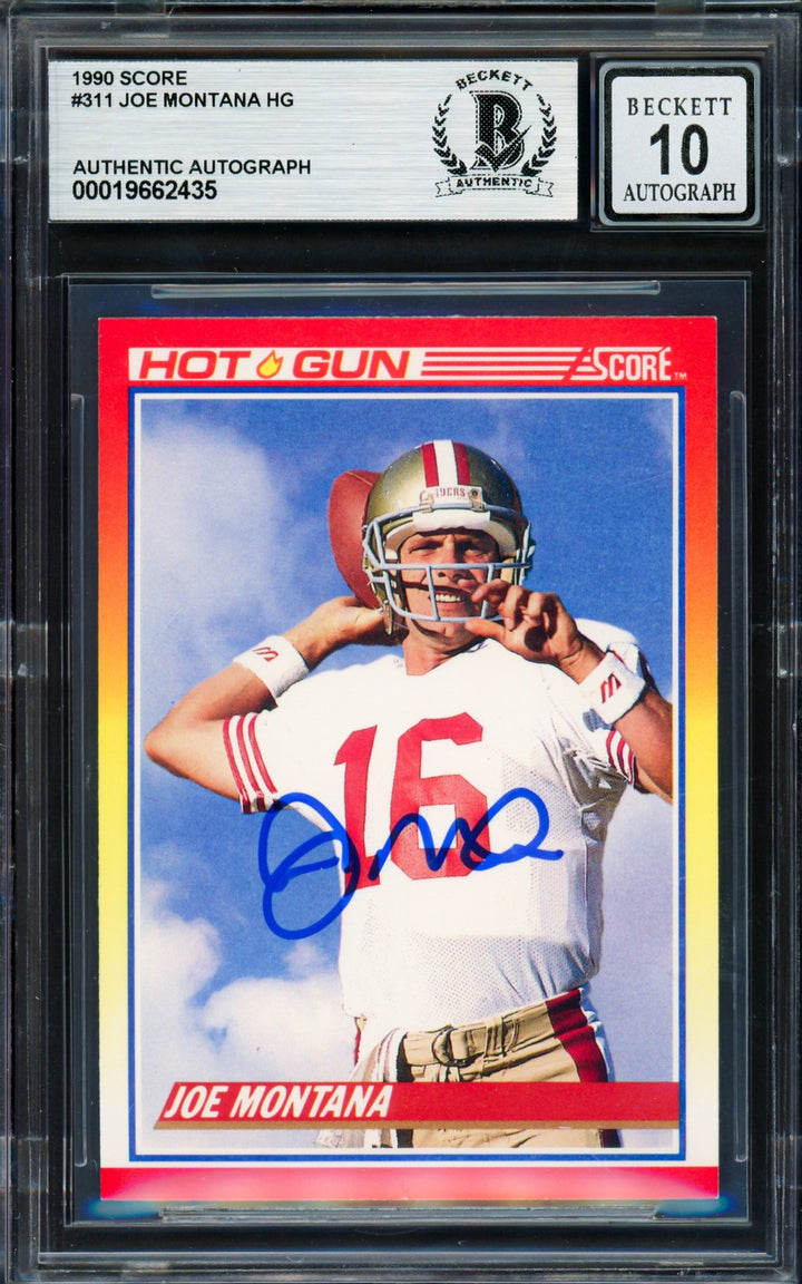 Joe Montana Signed 1990 Score Card 311 San Francisco 49ers Auto GM 10 Beckett