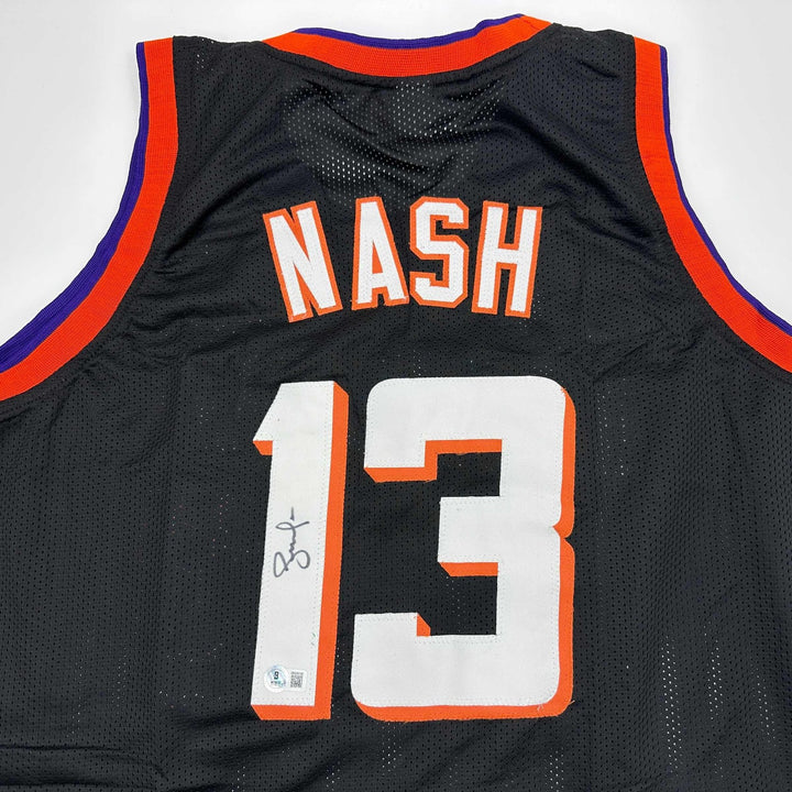 Autographed/Signed Steve Nash Phoenix Black Jersey Beckett BAS COA