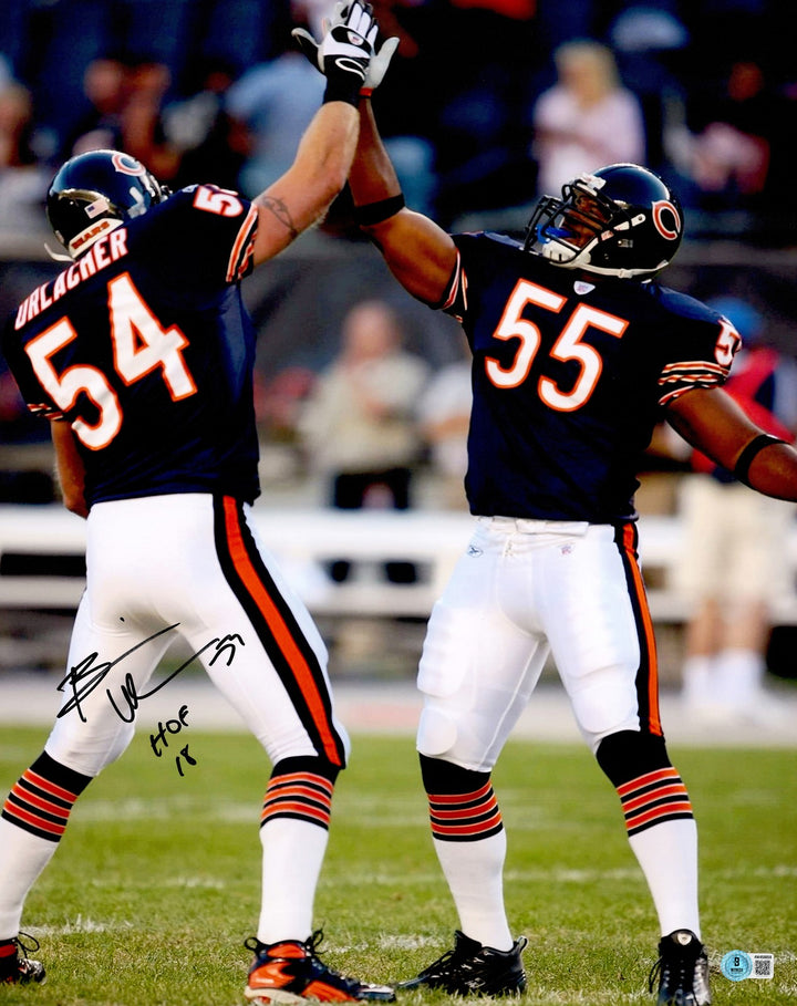 Brian Urlacher Signed 16x20 Photo Chicago Bears "HOF 18" Beckett BAS Witness