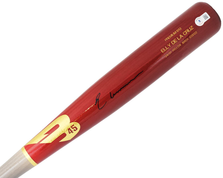Elly De La Cruz Auto Signed Red B45 Player Model Bat Cincinnati Reds Beckett Wit