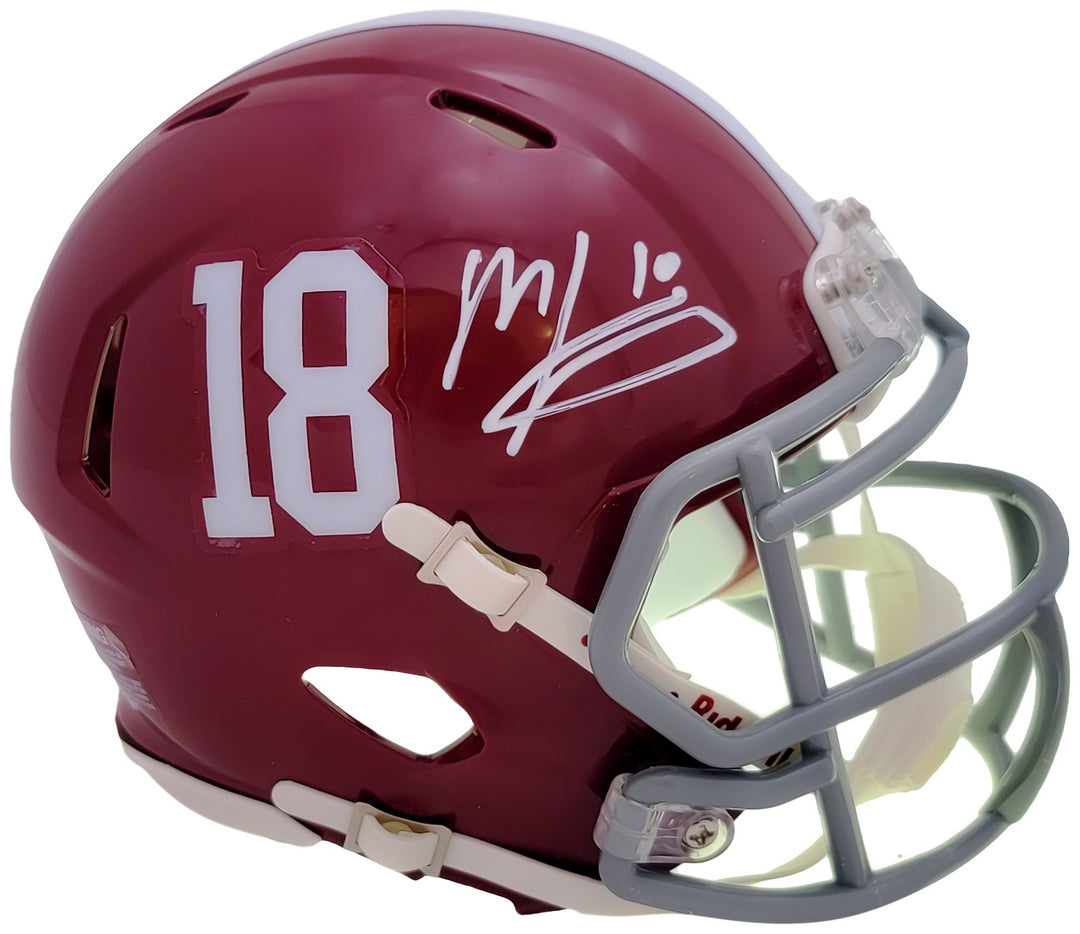 Mac Jones Signed Alabama Crimson Tide Red Speed Mini Helmet Beckett Wit