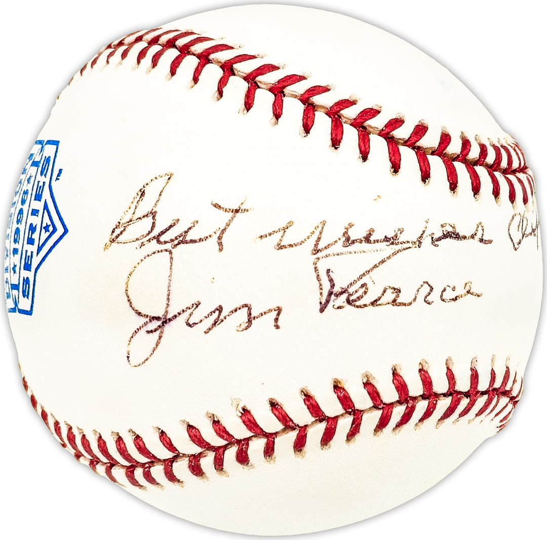 Jim Pearce Signed AL Division Series Logo Baseball Reds, Senators Beckett QR