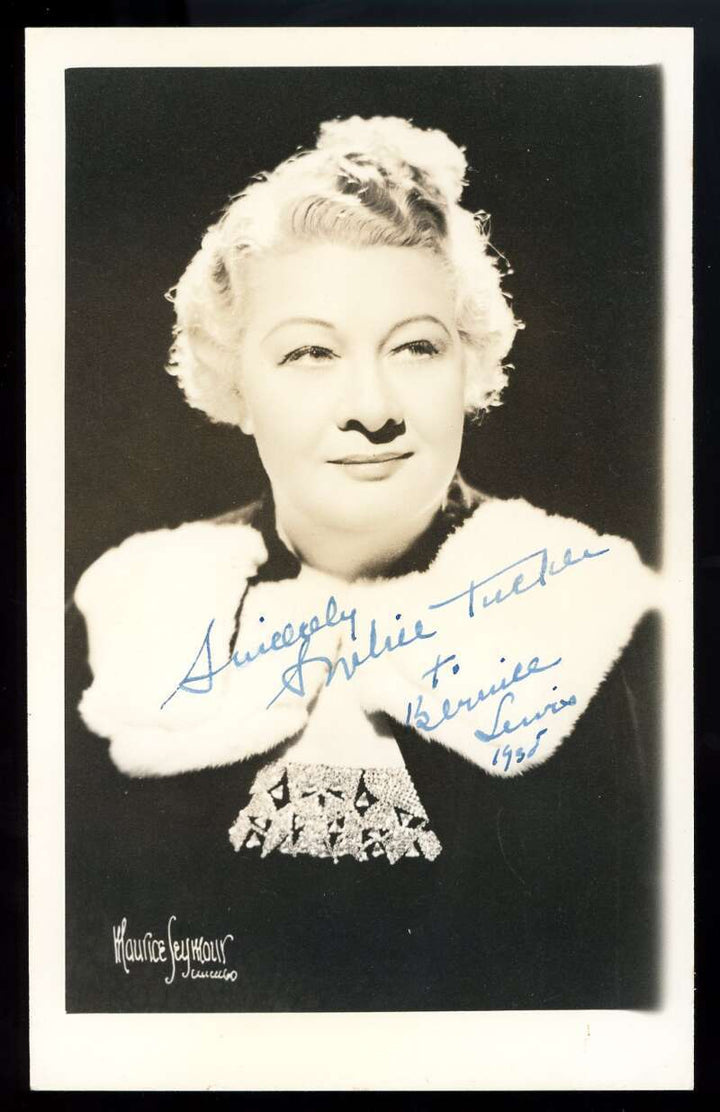 Sophie Tucker JSA Coa Signed 5x8 Photo Autograph
