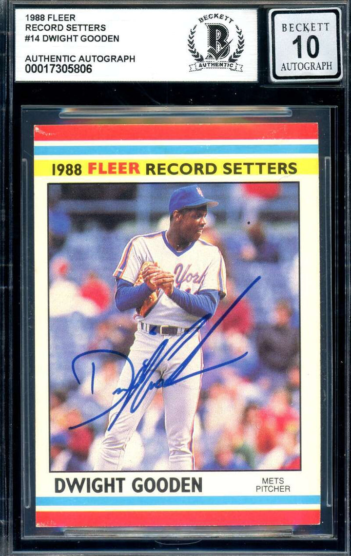 Dwight Gooden Gem Mint 10 Beckett BAS Signed 1988 Fleer Record Setters Autograph