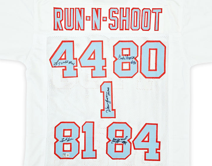 Houston Oilers Run & Shoot Signed White Jersey 5 Sigs Warren Moon Beckett Wit