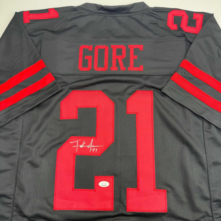 Autographed/Signed Frank Gore San Francisco Black Football Jersey BAS COA