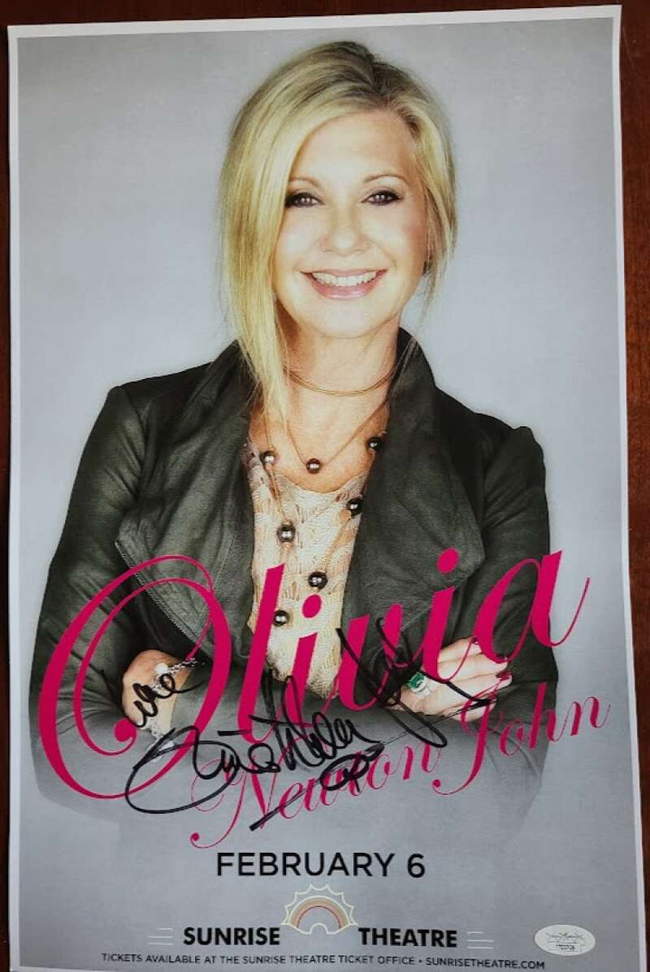 Olivia Newton John JSA Coa Signed 11x17 Concert Poster Sunrise Theatre Autograph
