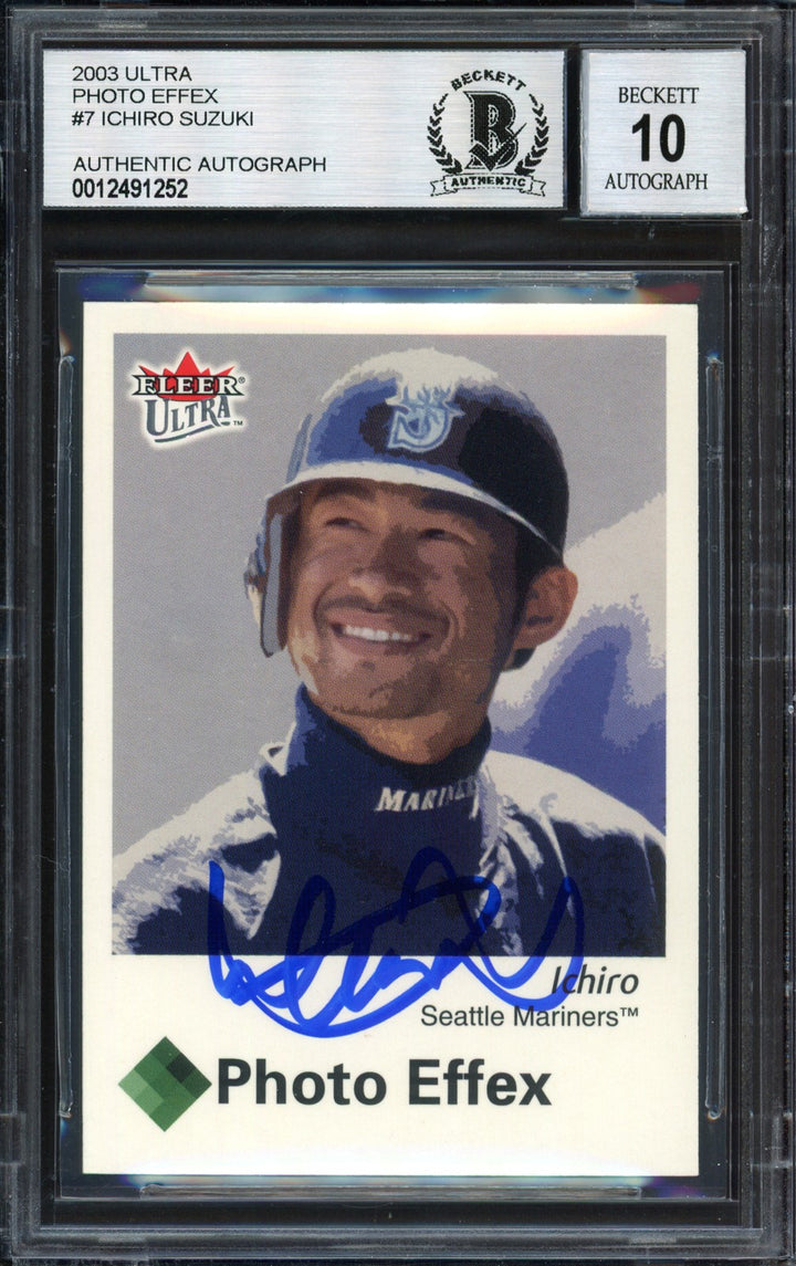 Ichiro Suzuki Auto 2003 Fleer Ultra Photo Effex Card 7 Mariners Auto 10 Beckett