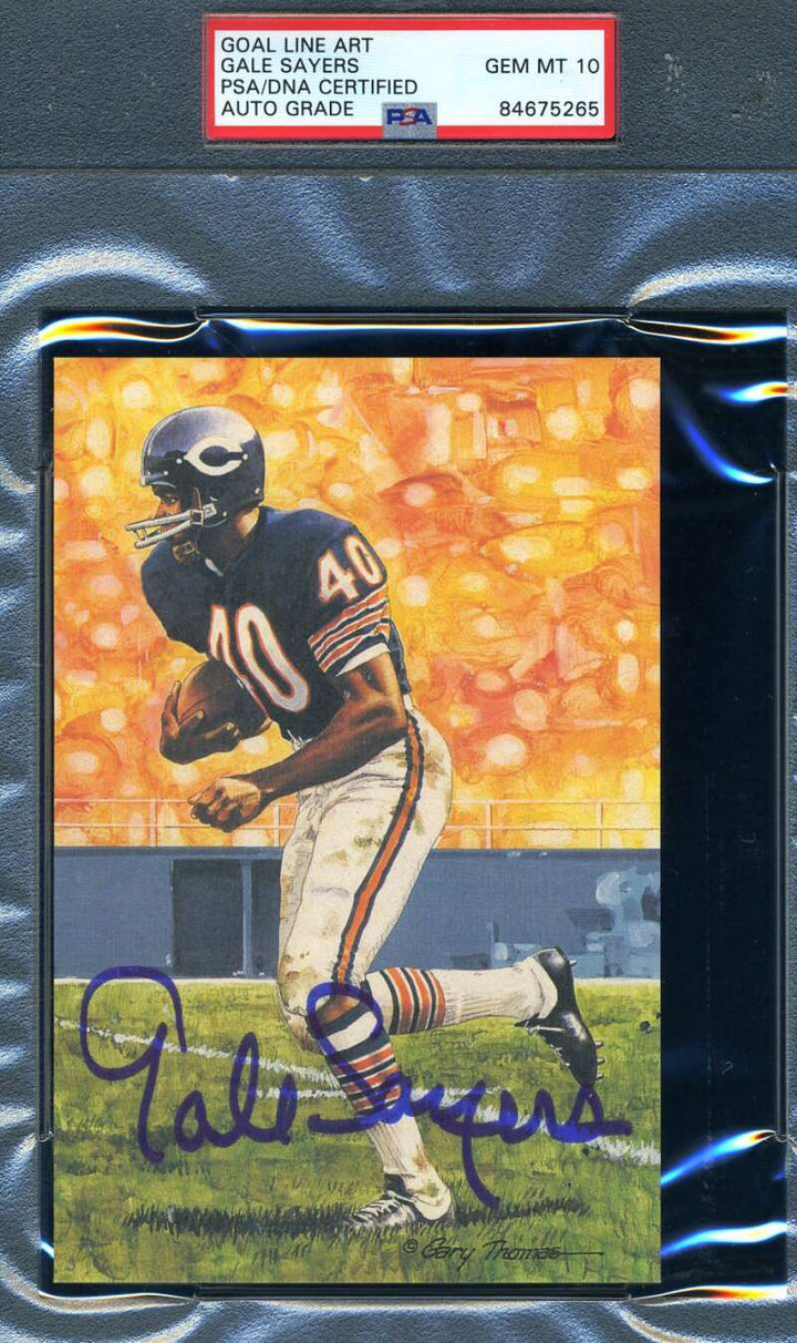 Gale Sayers Gem Mint 10 PSA DNA Slabbed Signed Goal Line Autograph GLAC