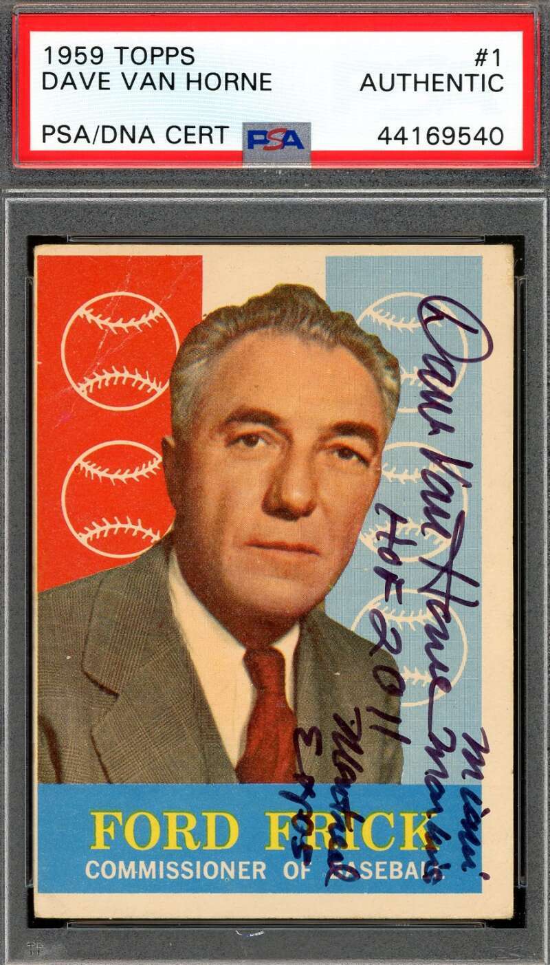 Dave Van Horne PSA DNA Signed 1959 Topps Ford Frick Autograph