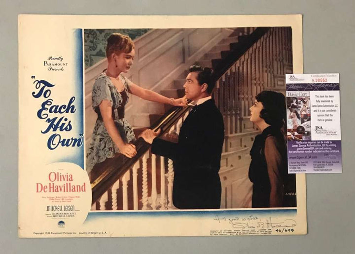 Olivia De Havilland Hand Signed Jsa Original 11x14 To Each His Own Lobby Card