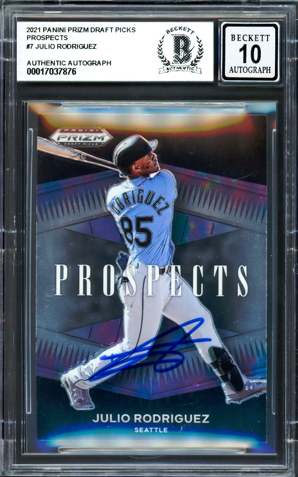 Julio Rodriguez Auto 2021 Panini Prizm Prospects RC P-JR Mariners Sig 10 Beckett