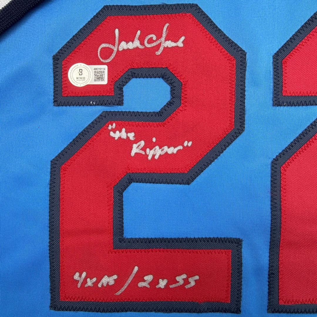 Autographed/Signed Jack Clark St. Louis Blue Baseball Jersey Beckett COA
