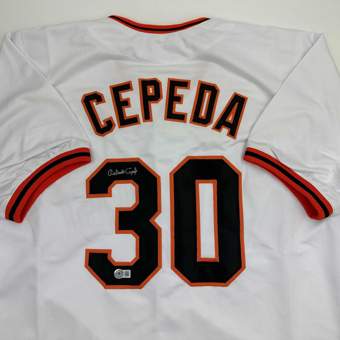 Autographed/Signed Orlando Cepeda San Francisco White Jersey Beckett BAS COA