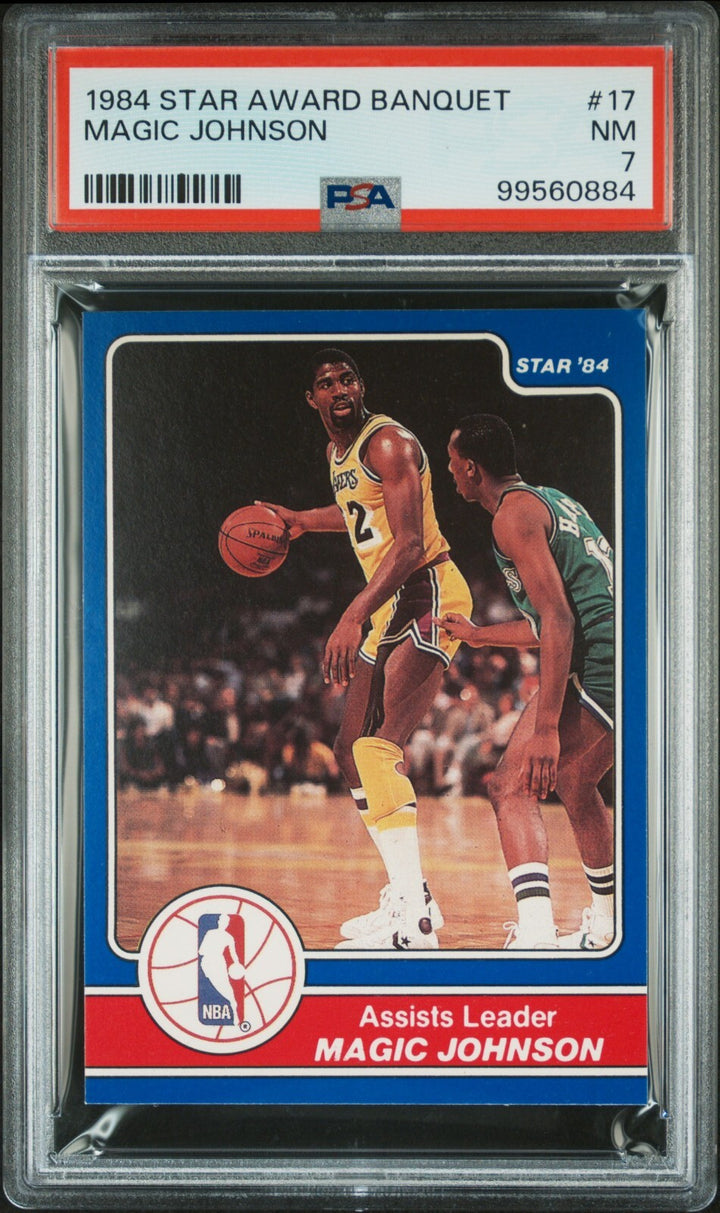 Magic Johnson 1984 Star Award Banquet Card #17- PSA Graded 7 NM ( LA Lakers/HOF)