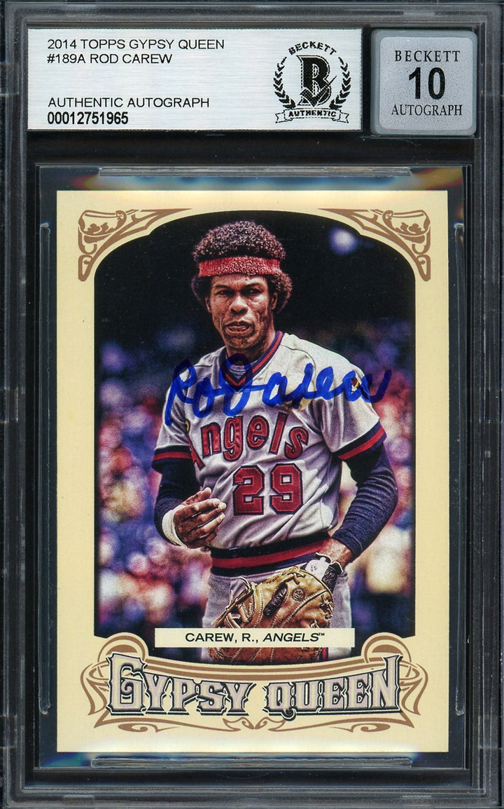 Rod Carew Auto 2014 Topps Gypsy Queen Card 189 California Angels Sig 10 Beckett