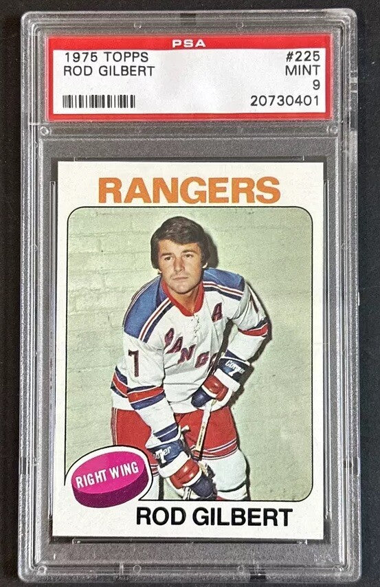 1975 Topps #225 Rod Gilbert Ny Rangers Hof Psa 9 Mint Low Pop Centered Beauty