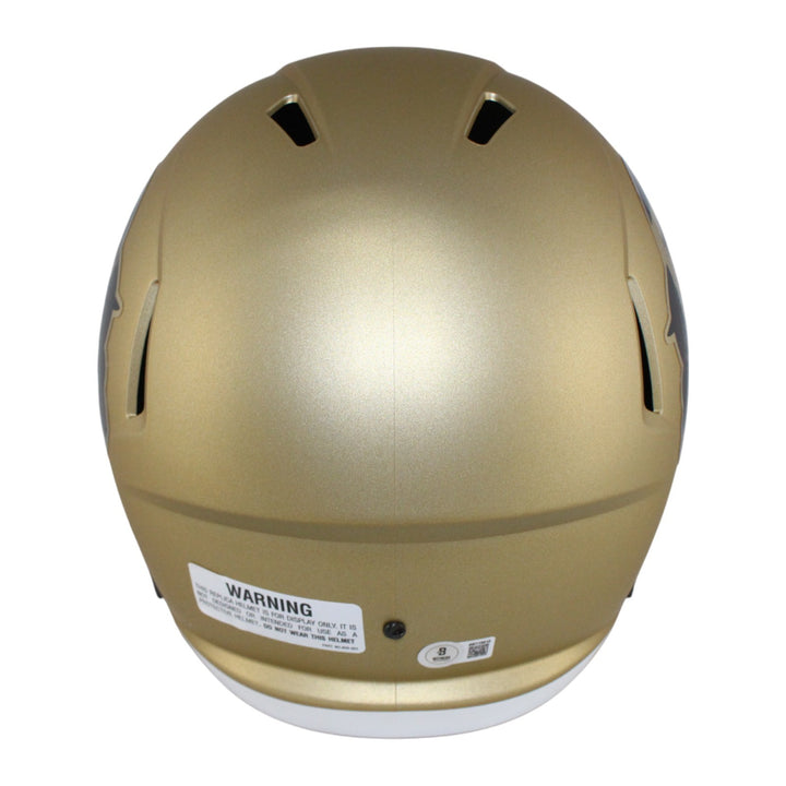 Travis Hunter Autographed Colorado Buffaloes F/S Gold Helmet Beckett W 53366