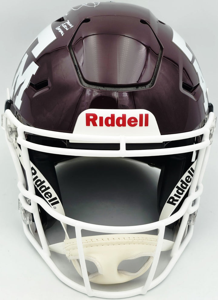 Johnny Manziel Auto Texas AM Maroon Full Size Auth Hyper SpeedFlex Helmet 4 Stat
