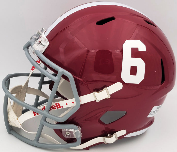 Devonta Smith Auto Alabama Crimson Tide Red FS Replica Helmet Smitty Beckett