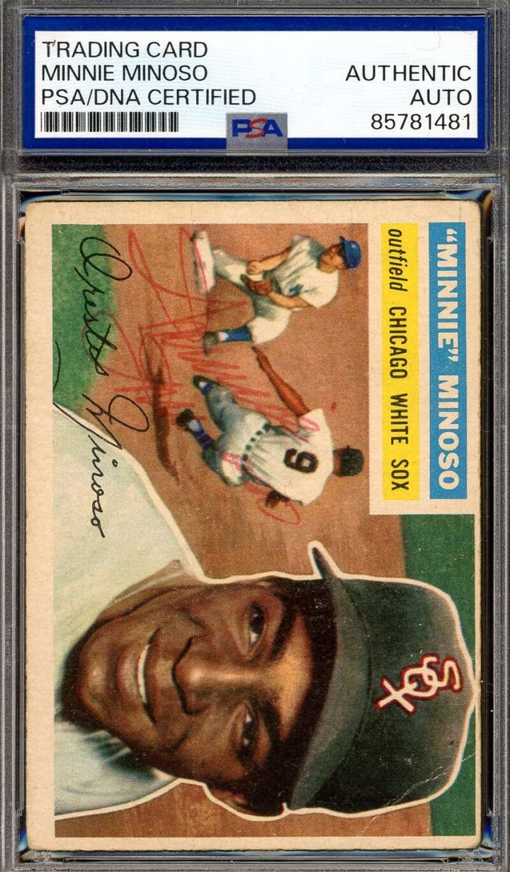Minnie Minoso PSA DNA Vintage Signed 1956 Topps Autograph