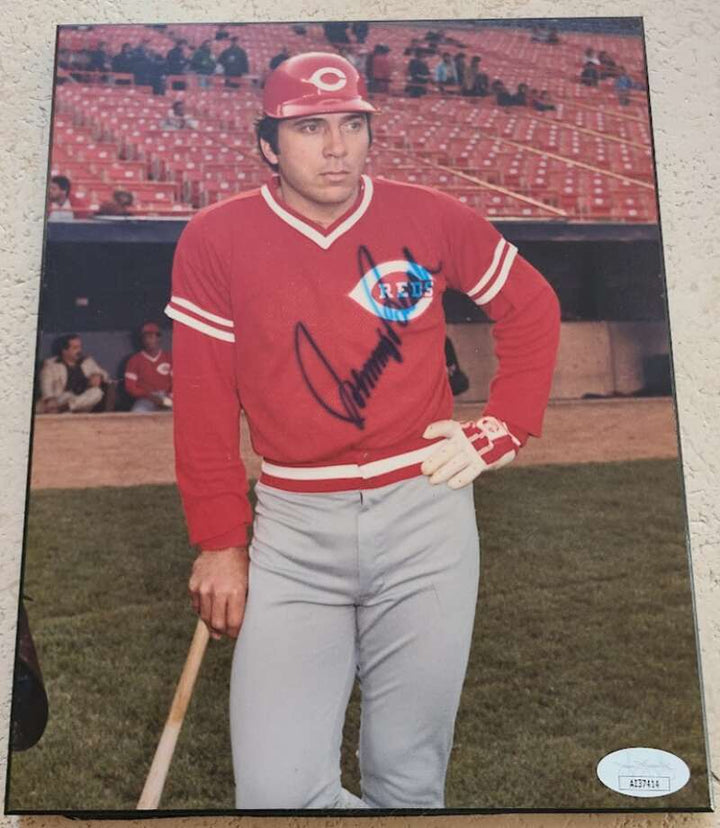 Johnny Bench JSA Cert Signed 8x10 Wood Photo Plaque Autograph Reds