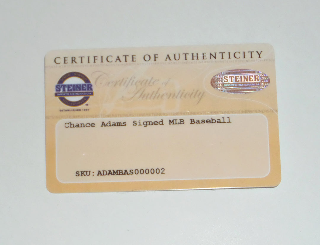 CHANCE ADAMS SIGNED OML BALL COLORADO ROCKIES NY YANKEES ROYALS w/ STEINER COA
