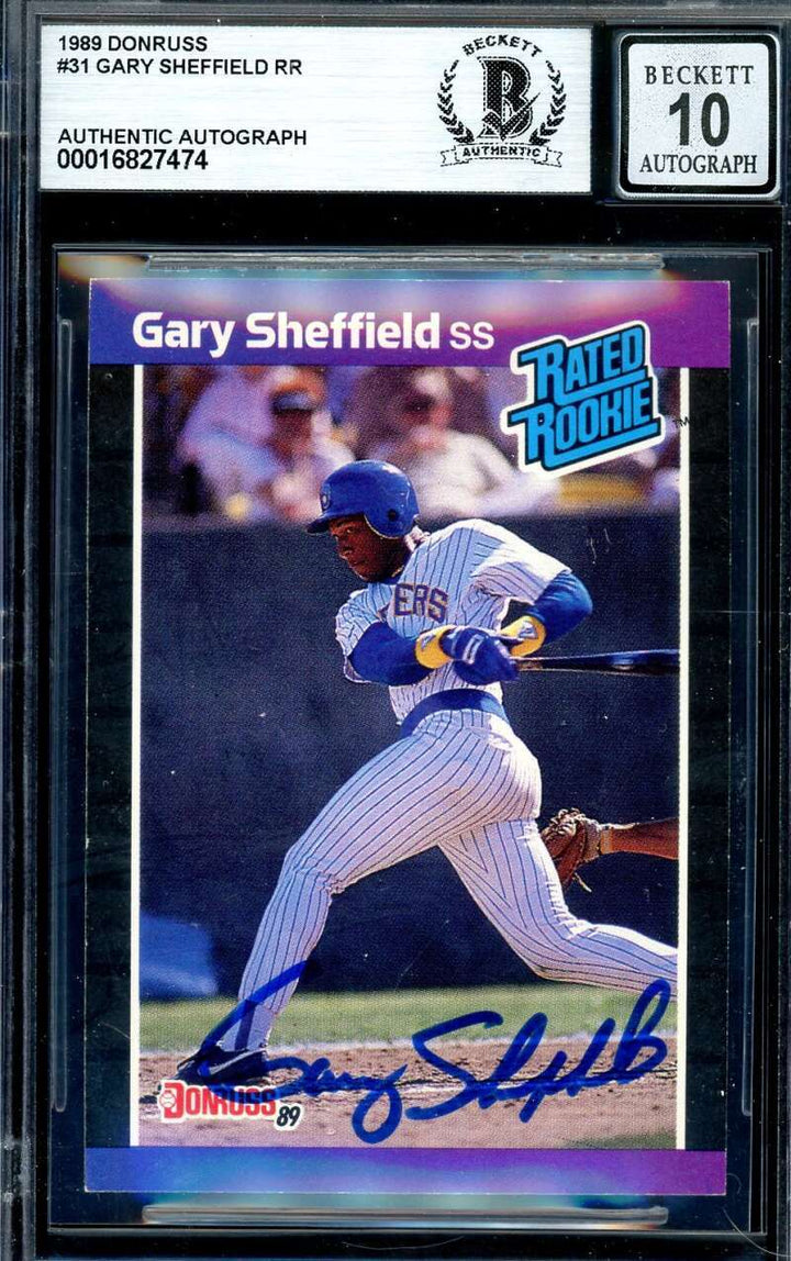 Gary Sheffield Gem Mint 10 Beckett BAS Signed 1989 Donruss Rated Rookie Autograp