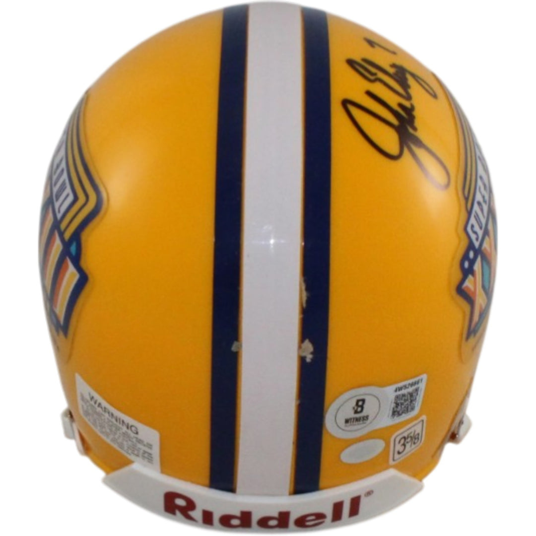 John Elway Signed Denver Broncos Super Bowl XXXIII Mini Helmet Beckett W 55209