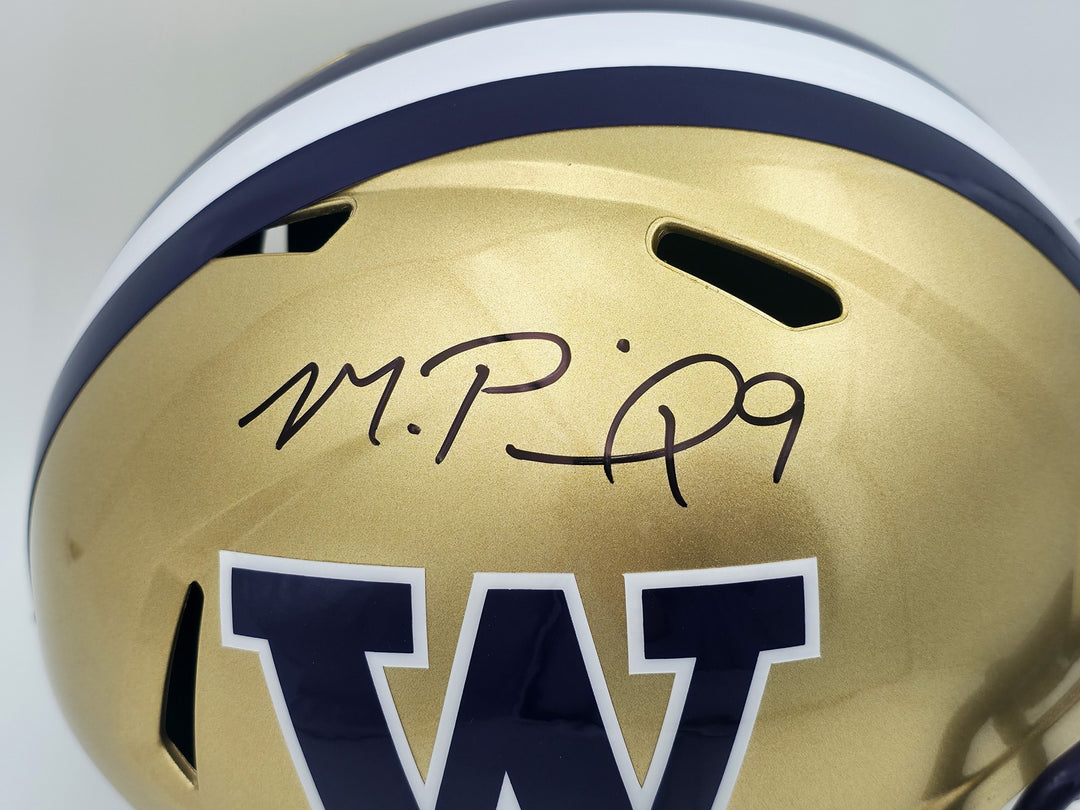 Michael Penix Jr Auto Washington Huskies Gold Full Size Speed Replica Helmet BAS