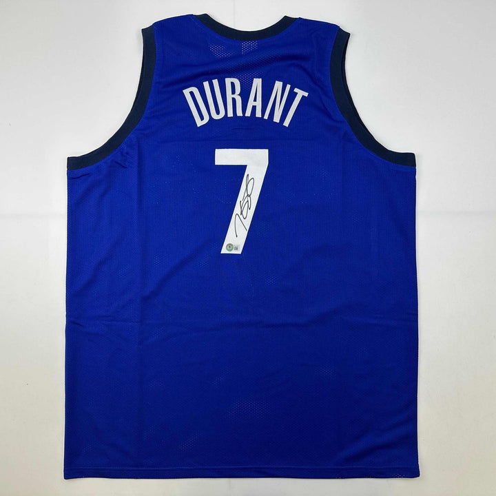 Autographed/Signed Kevin Durant United States USA Blue Jersey Beckett COA