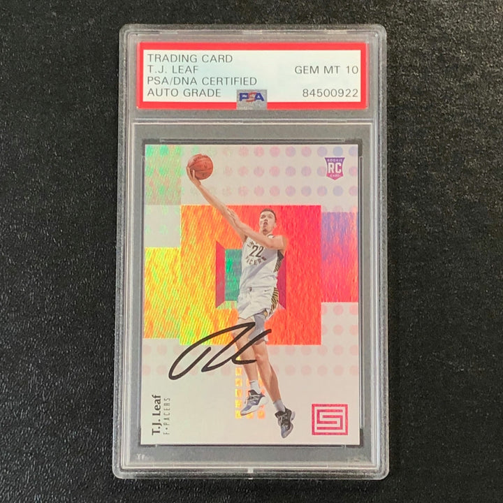 2017-18 Panini Status #124 TJ Leaf Signed Card AUTO 10 PSA Slabbed RC Pacers