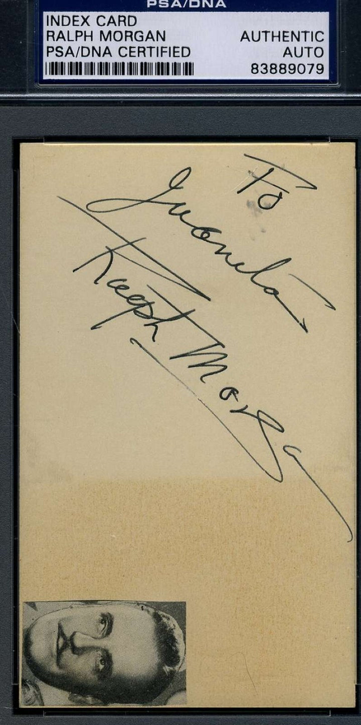 Ralph Morgan Vintage 1930`s Signed 3x5 Index Card Psa/dna Autograph