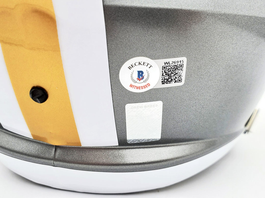 Drew Brees Auto Saints Flash Silver Full Size Rep Speed Helmet SB 44 MVP Beckett