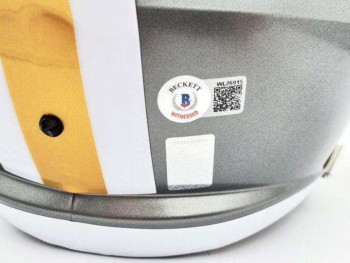 Drew Brees Auto Saints Flash Silver Full Size Rep Speed Helmet SB 44 MVP Beckett